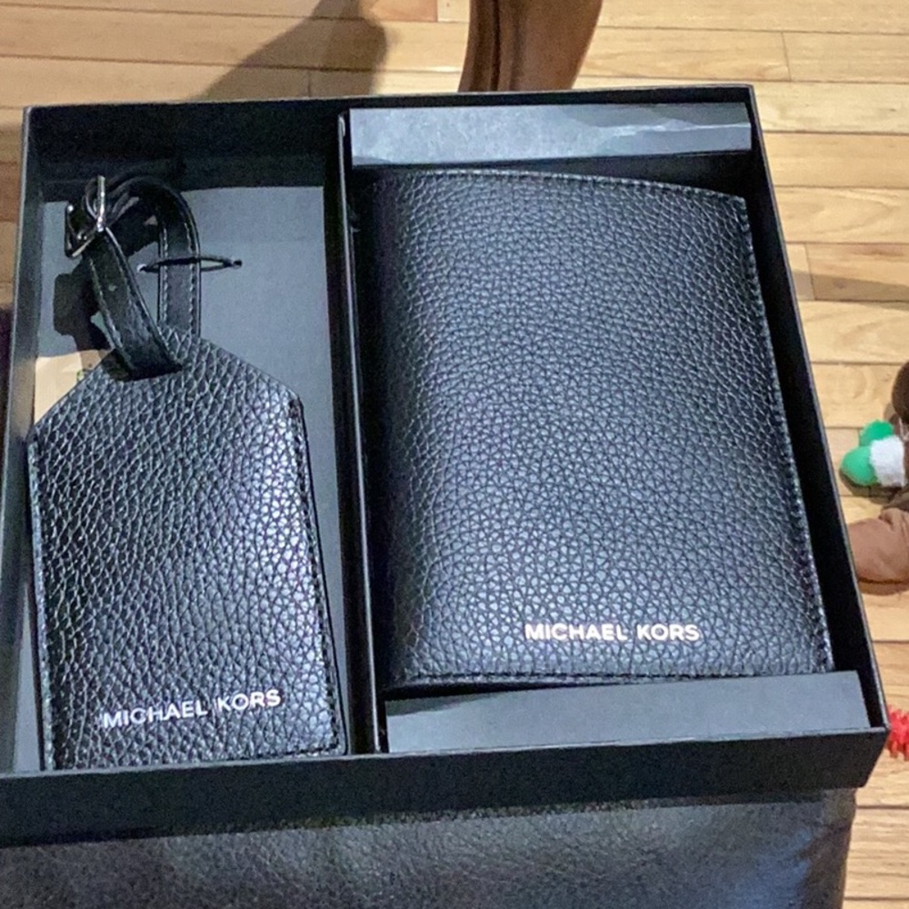Michael Kors Black Leather Travel Set